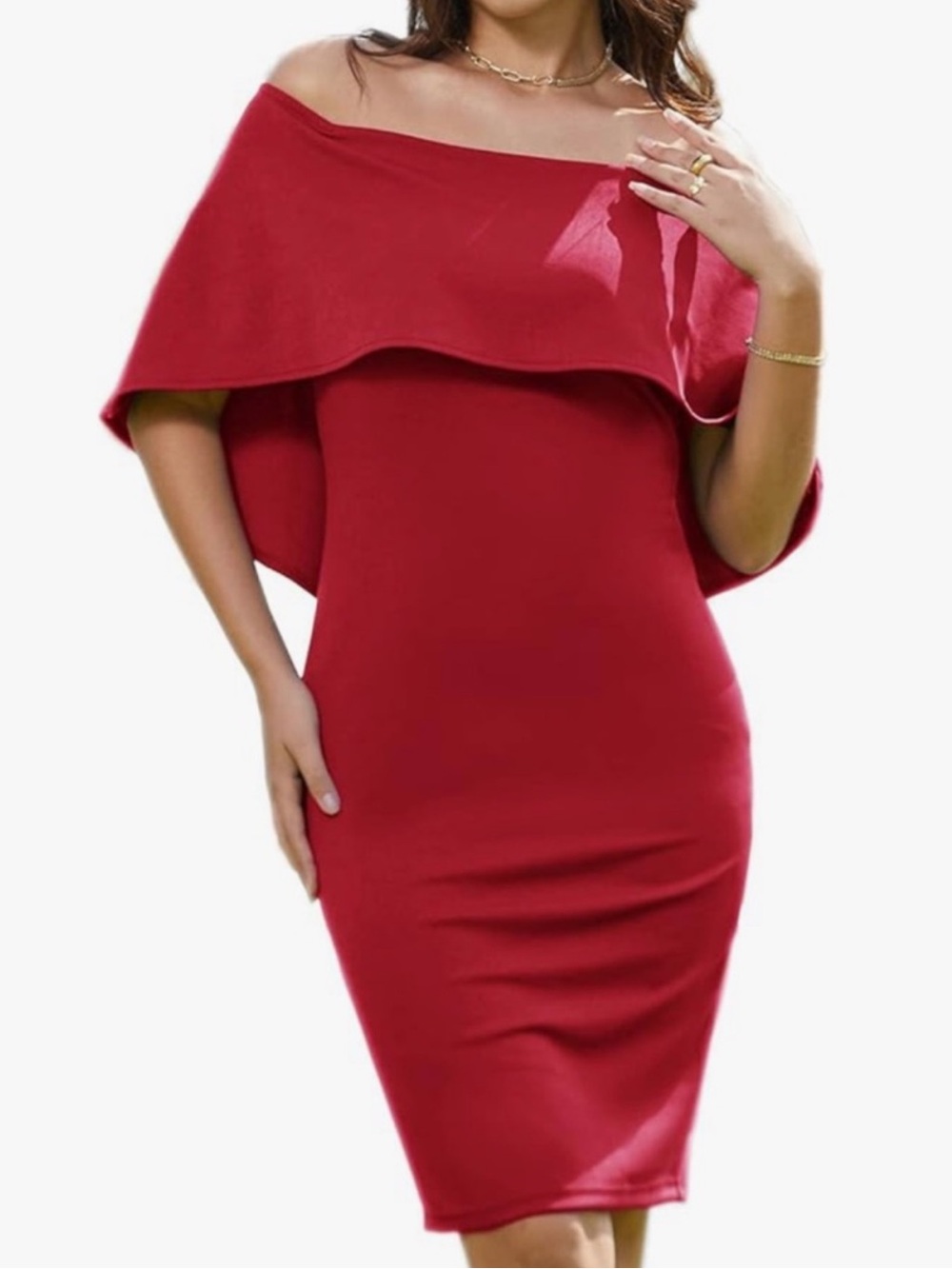 Grace Karin Red Off-Shoulder Midi Dress
